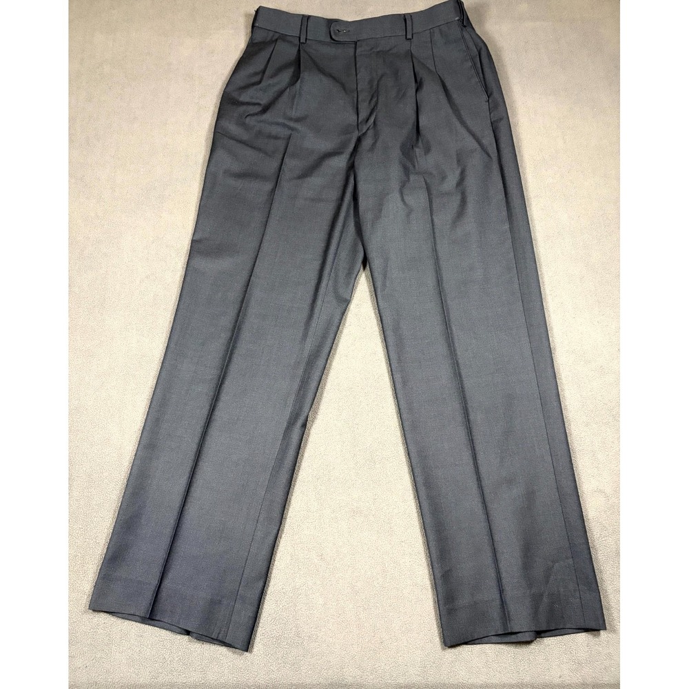 Giorgio De Paoli Dress Pants Mens 33 Navy Blue Pleated Regular Straight Leg